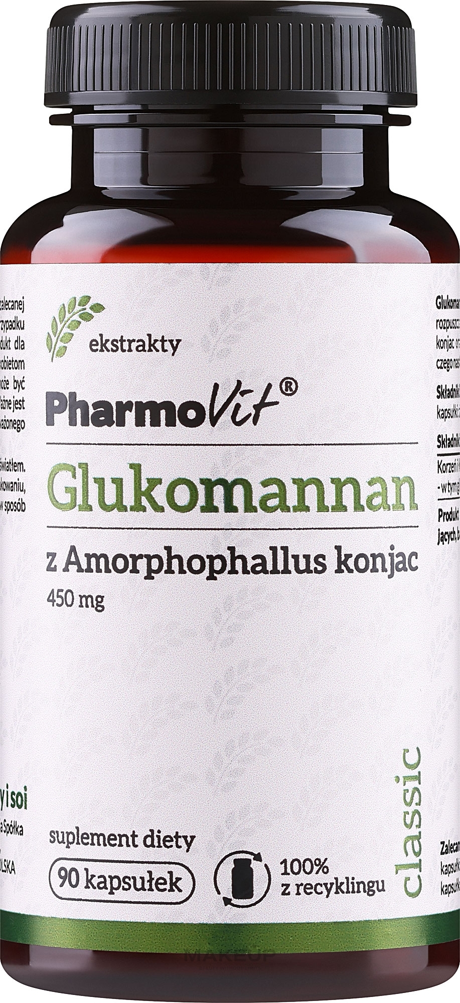 Дієтична добавка "Глюкоманан", 450 мг - Pharmovit Classic — фото 90шт