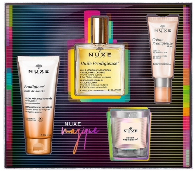 Набор - Nuxe Prodigieux (sh/oil/100ml + oil/100 ml + gel/cr/30ml + candle/70 g)