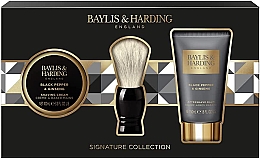 Парфумерія, косметика Набір - Baylis & Harding Black Pepper & Ginseng Luxury Shave Set (sh/cr/100ml + ash/balm/50ml + sh/brush)