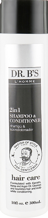 Мужской шампунь-кондиционер для ежедневного применения 2в1 - Dr. B's L'Homme Hair Care 2in1 Shampoo and Conditioner