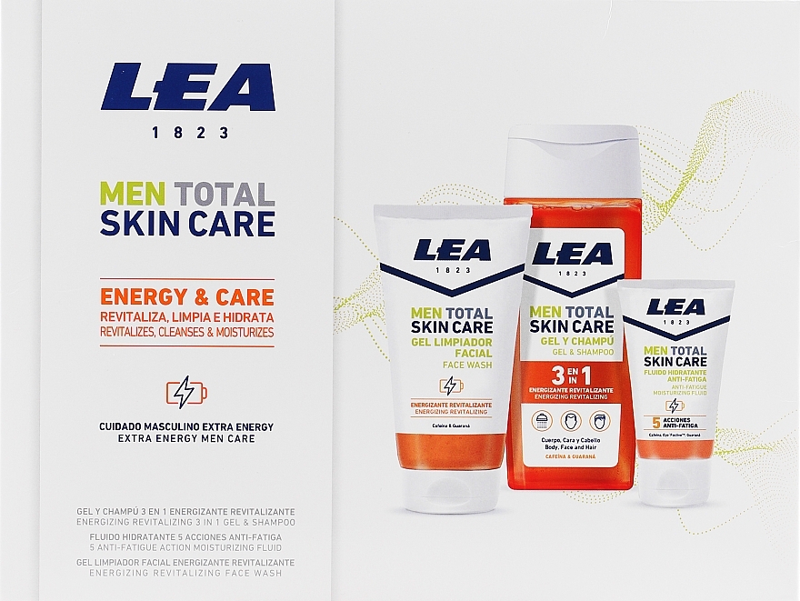 Набір - Lea Men Total Skin Care Energy & Care (sh/gel/300ml + f/wash/150ml + f/fluid/50ml) — фото N1