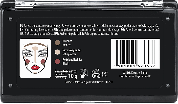 Палетка для контурування - Wibo 3 Steps To Perfect Face Contour Palette New Edition — фото N2