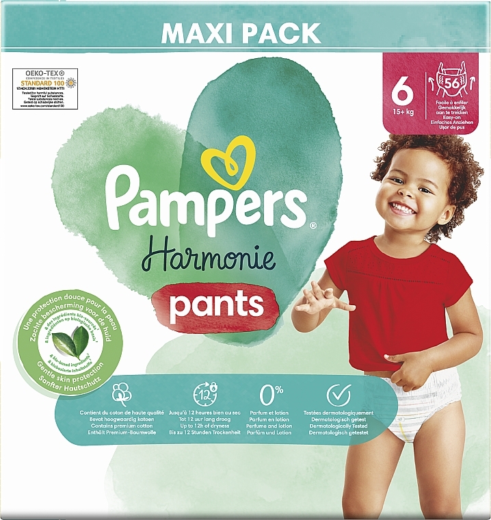 Подгузники-трусики Harmonie Nappy Pants, размер 6 (15 + кг), 56 шт - Pampers — фото N4