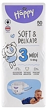 Детские подгузники 5-9 кг, размер 3 Midi, 50 шт - Bella Baby Happy Soft & Delicate — фото N1