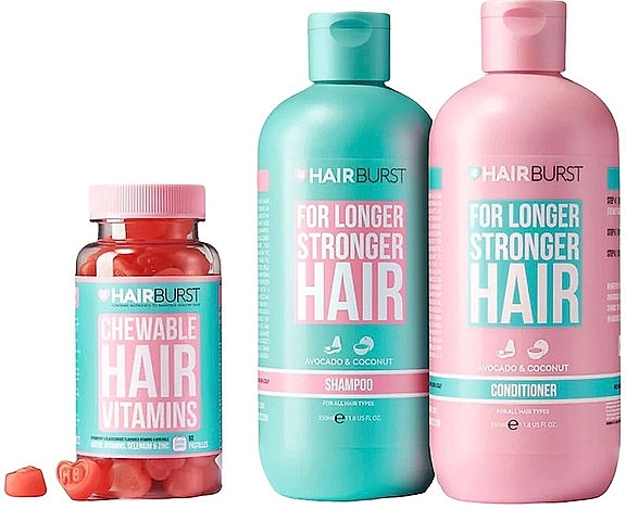 Набір для росту волосся - Hairburst The Chewable Hair Growth Bundle (shm/350ml + cond/350ml + vitamins/60pcs) — фото N2