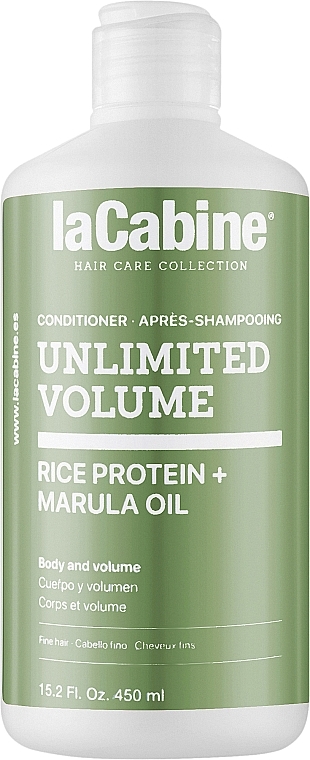 Кондиціонер для надання об'єму волоссю - La Cabine Unlimited Volume Rice Protein + Marula Oil Conditioner — фото N1