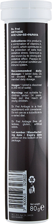 Витамины шипучие "Анти-эйдж" (витамины А, С, Е + цинк + селен + папайя) - Dr. Frei Beauty AntiAge — фото N2