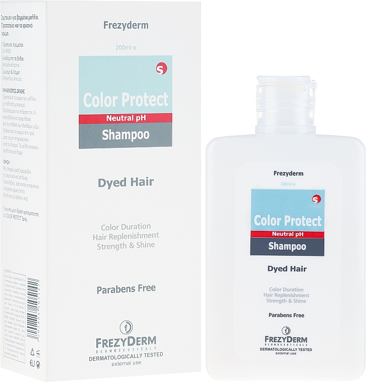Шампунь для захисту кольору фарбованого і натурального волосся - Frezyderm Color Protect Shampoo — фото N1