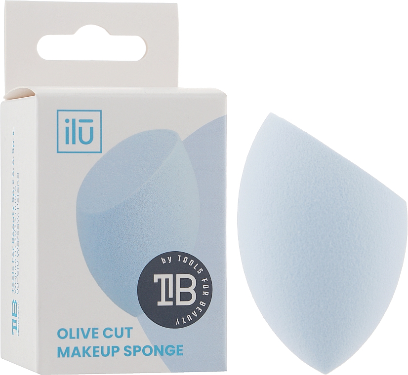 Спонж для макіяжу з плоским зрізом, блакитний - Ilu Sponge Olive Cut Blue — фото N2