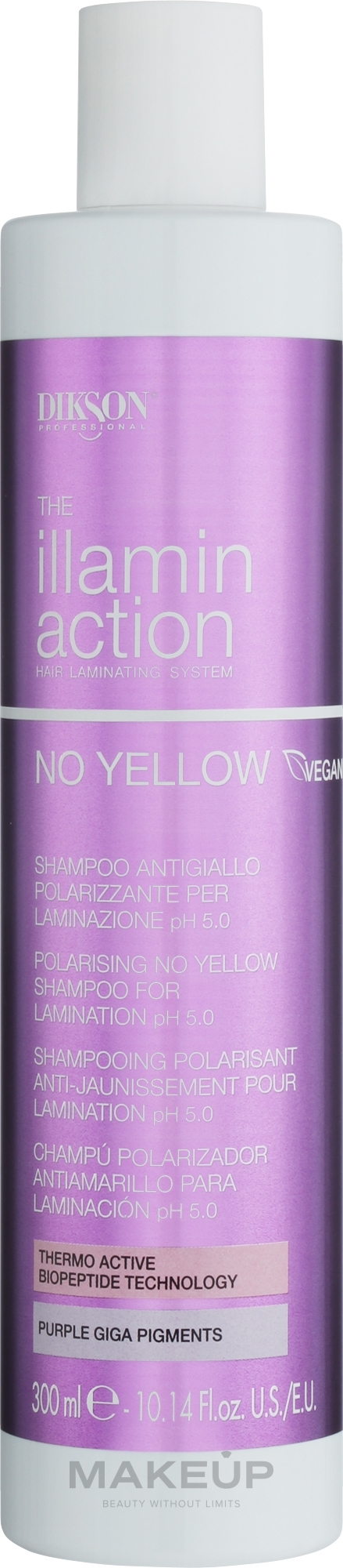 Шампунь нейтрализатор желтизны для ламинирования волос - Dikson Illaminaction No Yellow Polarising No Yellow Shampoo For Lamination pH 5.5 — фото 300ml