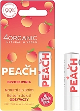 Натуральный питательный бальзам для губ "Персик" - 4Organic Natural Lip Balm Peach — фото N1