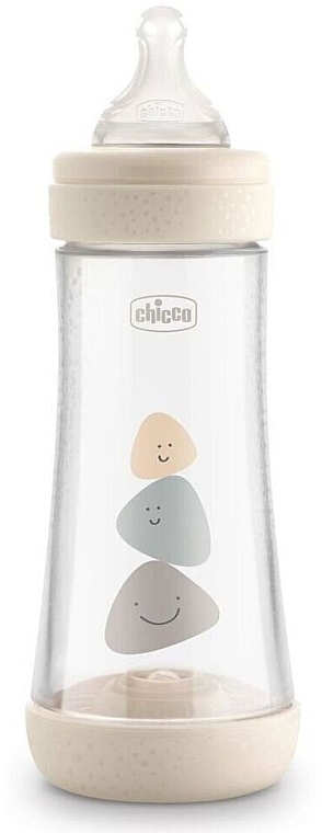 Бутылочка для кормления пластиковая "Perfect 5" с силиконовой соской 2м+ 240 мл, бежевая - Chicco