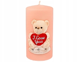 Декоративна свічка, 7х14 см, ведмедик Teddy, рожевий циліндр - Artman — фото N1