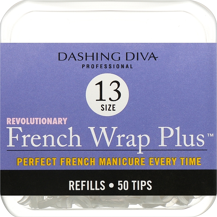 Тіпси вузькі - Dashing Diva French Wrap Plus White 50 Tips (Size - 13) — фото N1