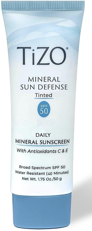 Крем для лица минеральный, солнцезащитный с оттенком - TiZO Mineral Sun Defense Tinted SPF 50 — фото N1