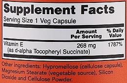 Вітамін Е-400 у капсулах - Now Foods Vitamin E-400 D-Alpha Tocopheryl Veg Capsules — фото N2