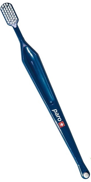Зубная щетка, с монопучковой насадкой (полиэтиленовая упаковка), синяя - Paro Swiss M39 Toothbrush — фото N2