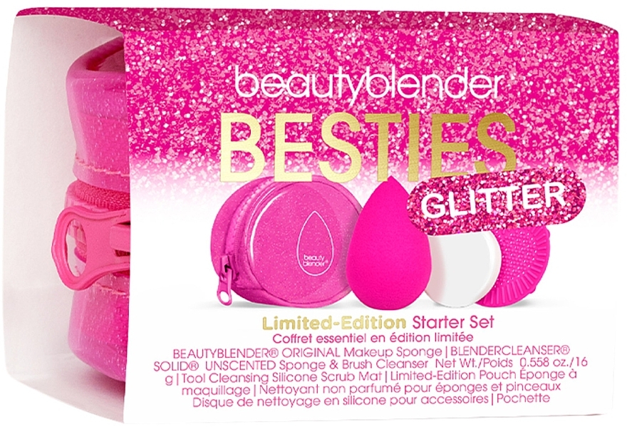 Набор - Beautyblender Glittet Starter Set (sponge/1pcs + soap/16g + cleans/mat/1pcs + bag) — фото N4