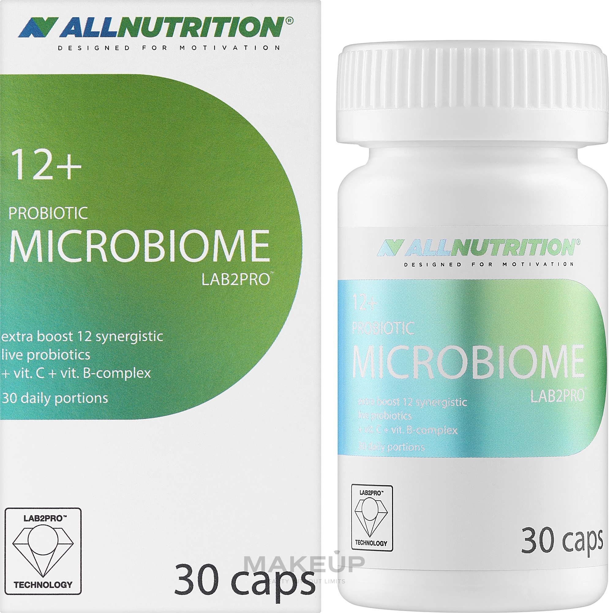 Пищевая добавка пробиотик "Microbiome 12+", в капсулах - Allnutrition Probiotic LAB2PRO — фото 30шт