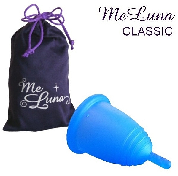 Менструальная чаша с ножкой, размер S, синяя - MeLuna Classic Shorty Menstrual Cup Stem — фото N1