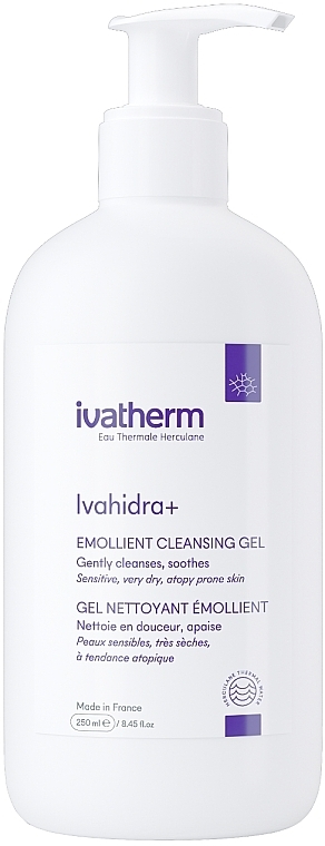 Очищающий гель для чувствительной, сухой и атопической кожи «IVAHIDRA+» - Ivatherm Ivahidra+ Hydrating Cleansing Gel — фото N2