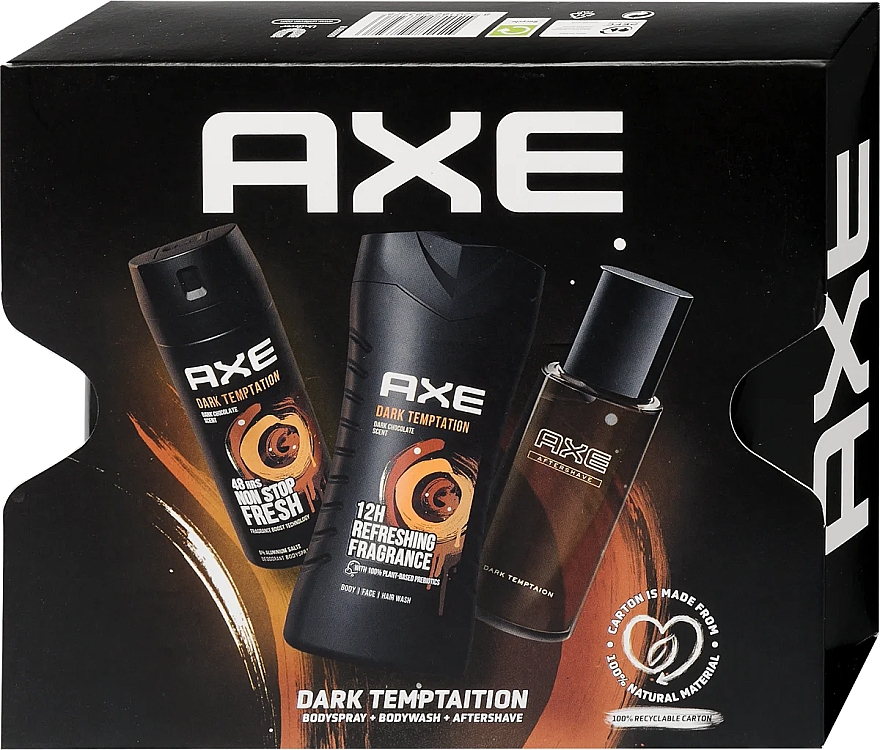 Набор - Axe Dark Temptation (sh/gel/250ml + deo/150ml + af/shave/100ml)  — фото N1