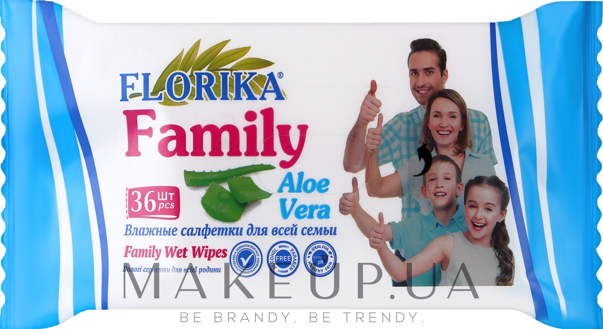 Влажные салфетки для всей семьи "Алоэ вера" - Florika Family Wet Wipes Aloe Vera — фото 36шт