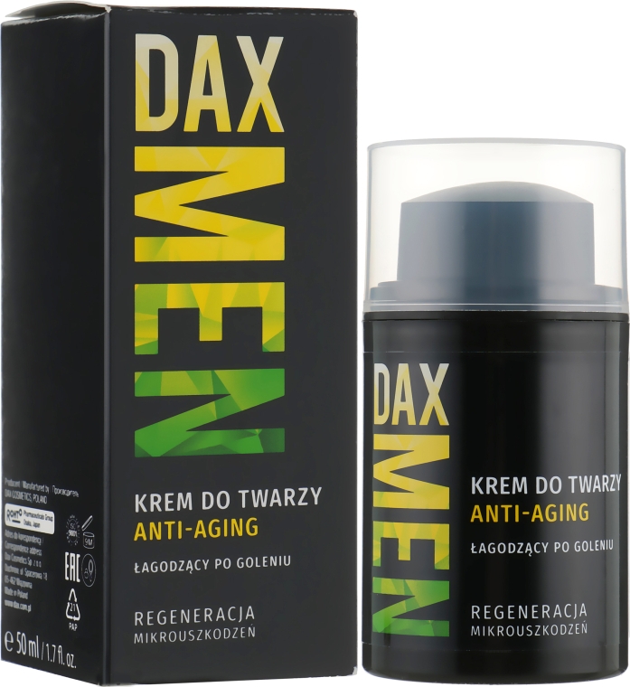 Заспокійливий антивіковий крем для обличчя після гоління - DAX Men — фото N1