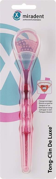 Шкребок для очищення язика, рожевий - Miradent Tong-Clin De Luxe — фото N1