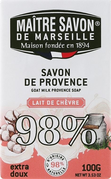 Мило "Козяче молоко" - Maitre Savon De Marseille Savon De Provence Goat Milk Soap Bar — фото N1