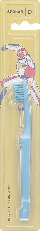 Зубна щітка "D", дитяча від 0 до 6 років, екстрам'яка, блакитна - Spokar Dот