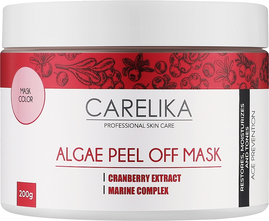 Альгинатная маска на основе водорослей с экстрактом клюквы - Carelika Algae Peel Off Mask Cranberry Extract — фото N1