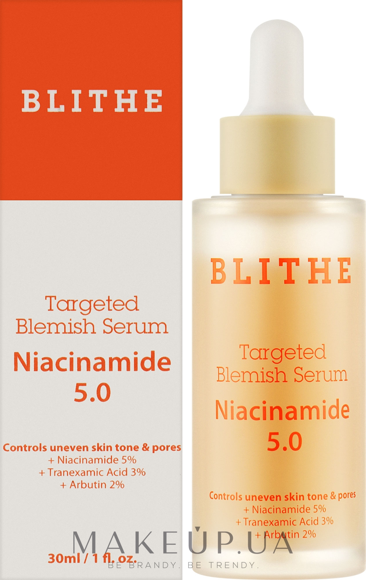 Освітлювальна сироватка для обличчя - Blithe Targeted Blemish Serum Niacinamide 5.0 — фото 30ml