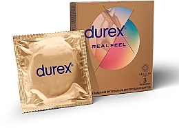 Духи, Парфюмерия, косметика Презервативы из синтетического латекса с силиконовой смазкой "Натуральные ощущения", безлатексные, 3 шт - Durex Real Feel Condoms