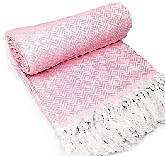 Жаккардовое полотенце для хаммама, хлопок, розовое - Yeye — фото N1