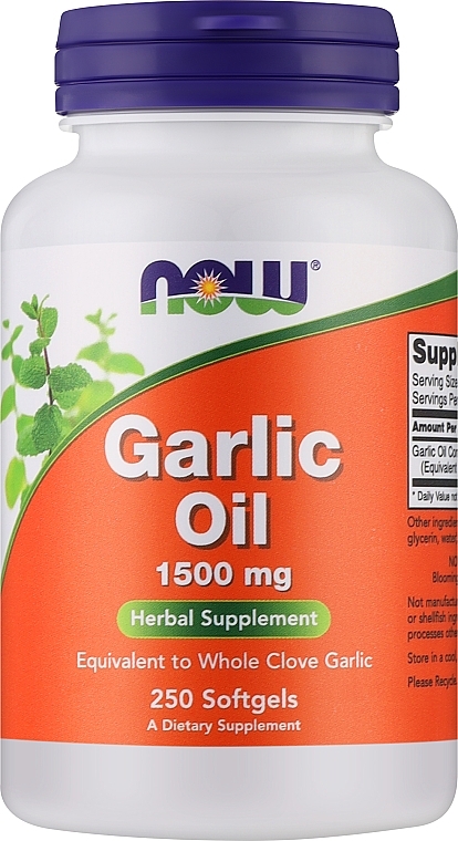 Капсулы "Чесночное масло", 1500 mg - Now Foods Garlic Oil — фото N1
