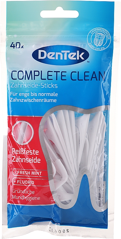 Флос-зубочистки зі смаком м'яти і фтором - DenTek CompleteClean Zahnseide&Sticks — фото N1