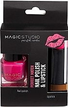 Духи, Парфюмерия, косметика Набор, розовый - Magic Studio Nail Polish + Lipstick (nail/polish/5ml + lipstick/3,4g)