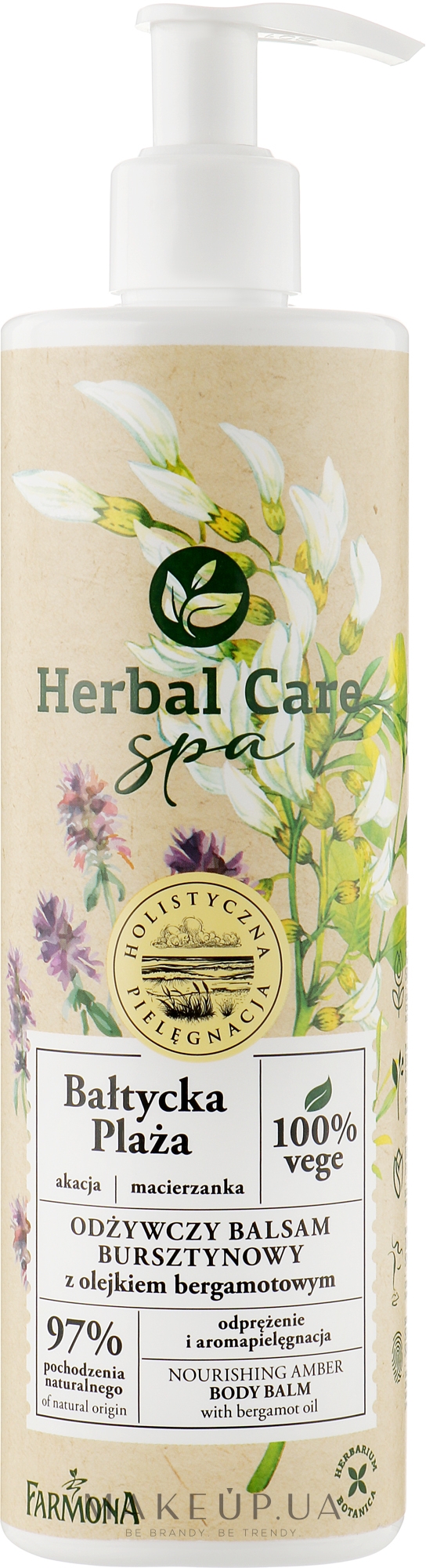 Живильний бурштиновий бальзам з олією баргамота - Farmona Herbal Care SPA Body Balsam — фото 400ml