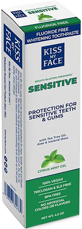 УЦЕНКА Зубная паста для чувствительных десен и зубов - Kiss My Face Sensitive Toothpaste with Organic Aloe Vera Gel * — фото N2