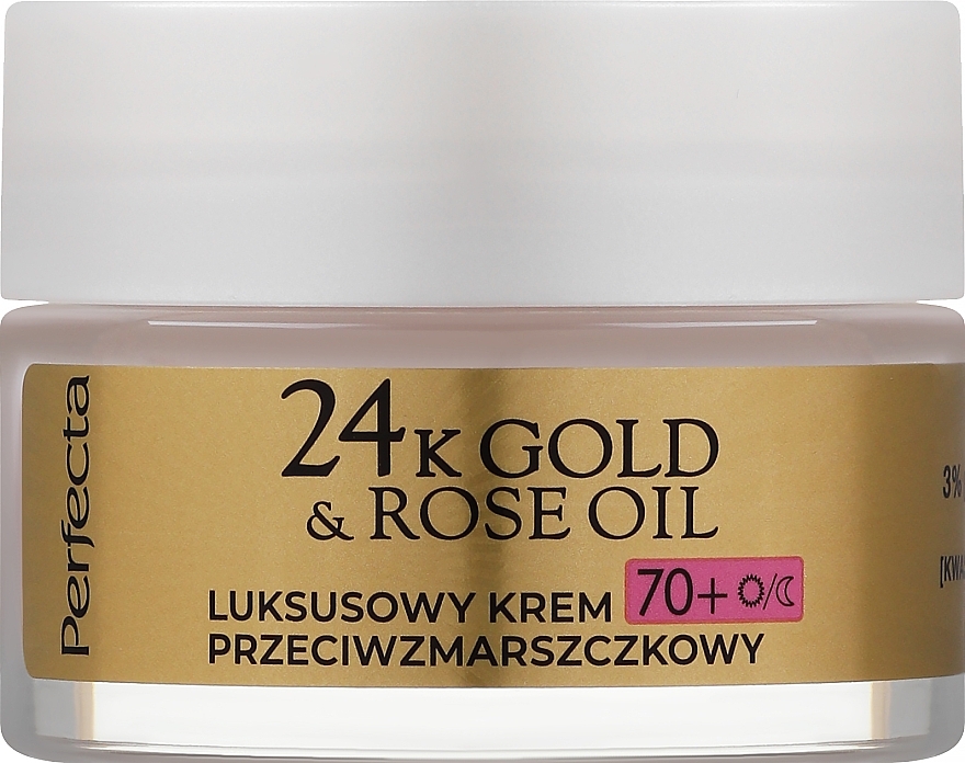 Крем для лица от морщин - Perfecta 24k Gold & Rose Oil Anti-Wrincle Cream 70+ — фото N2