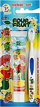 Парфумерія, косметика Набір для дітей від 3-х років, біло-синя щітка - Piave Four Fruit (toothpast/50ml + toothbrush/1pc)