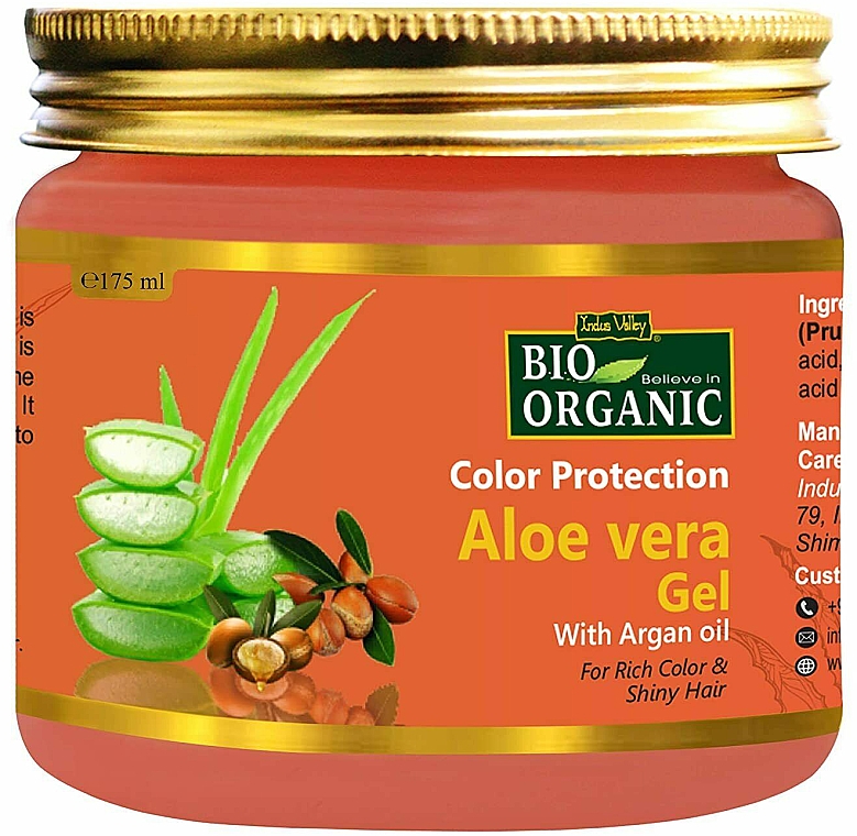 Гель алое для захисту кольору волосся - Indus Valley Bio Organic Color Protection Aloe Vera GEL With Argan Oil — фото N1