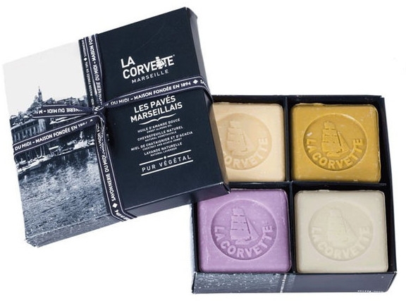 Набір "Марсельське мило" - La Corvette Les Paries Marseillais (soap/125g + soap/125g + soap/125g + soap/125g) — фото N1