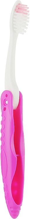 Зубная щетка с откидной ручкой, розовая - Sts Cosmetics 