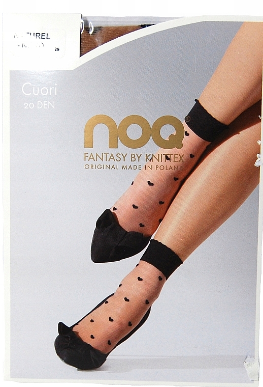 Шкарпетки жіночі з малюнком, "Cuori", 20 Den, naturel/nero - Knittex — фото N2