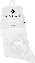 Шкарпетки жіночі з квіткою Glamour, білі - Moraj — фото N1