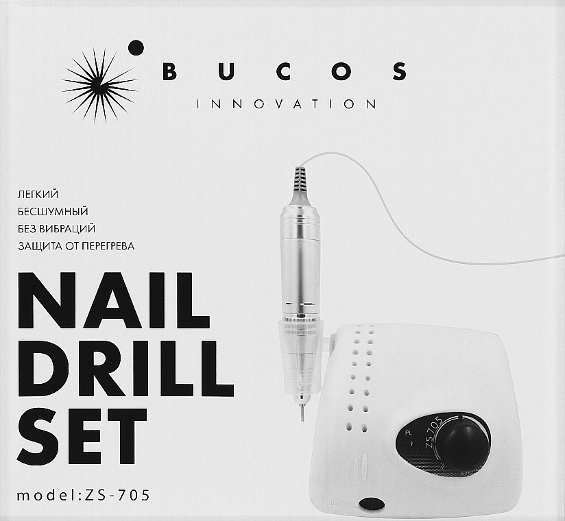 Фрезер для маникюра и педикюра, черный - Bucos Nail Drill Pro ZS-705 Black — фото N1