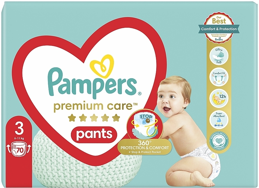 Підгузки-трусики Premium Care Pants 3 (6-11 кг), 70 шт. - Pampers — фото N2