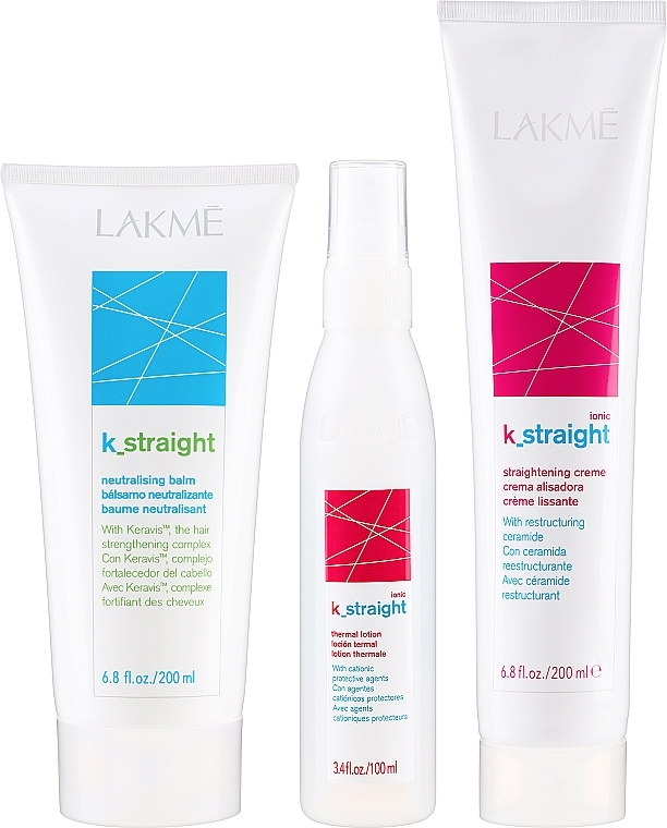 Комплекс для выпрямления жестких волос с тепловым воздействием - Lakme K.Straight Ionic Straightening System for Resistant Hair 0 — фото N2